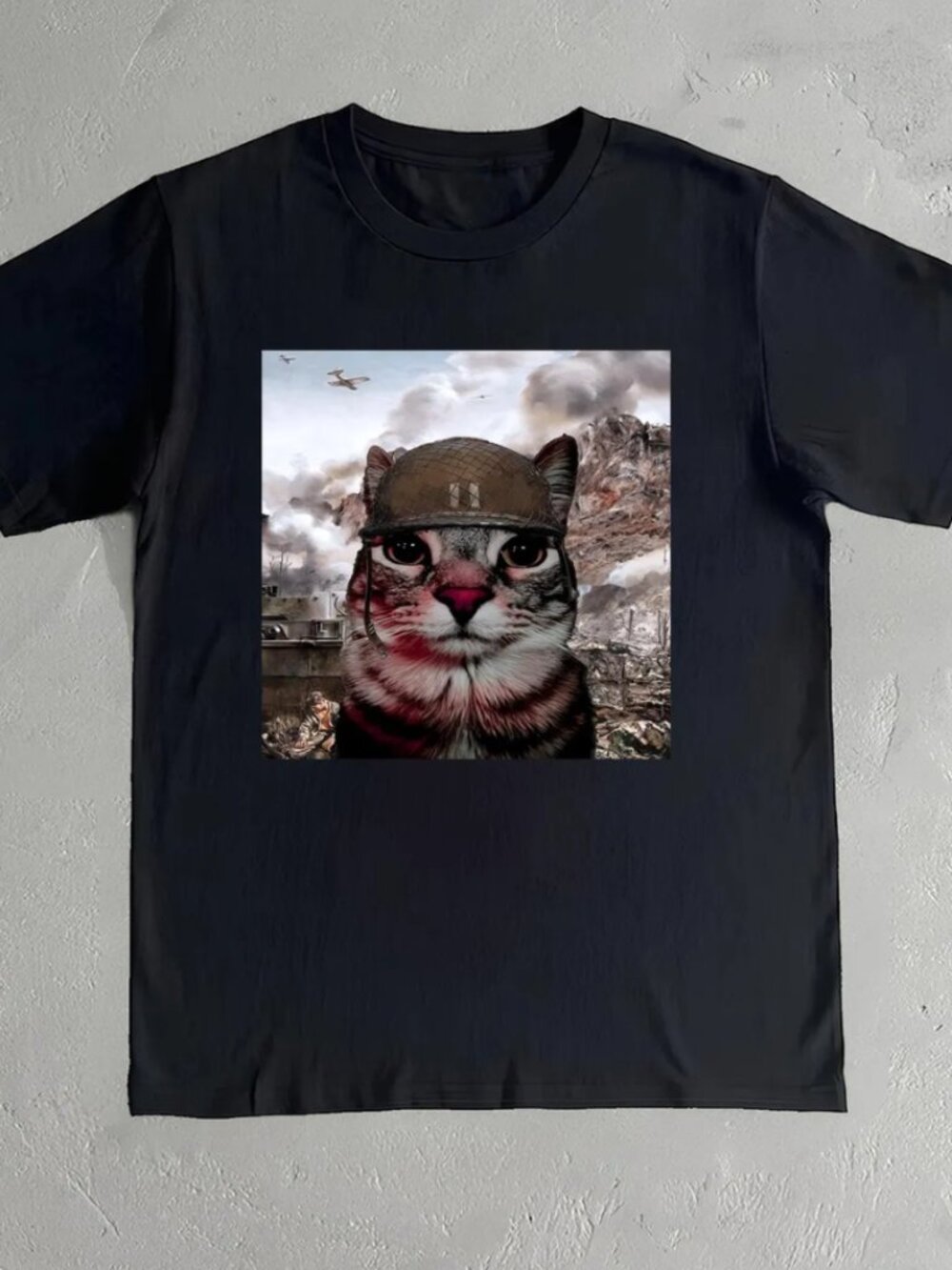 Thousand Yard Stare Cat Shirt: Funny Military War Meme Tee